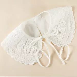 3단 레이스 페이크 카라 펀칭 넥케이프 여성 패션 목장식 레이어드