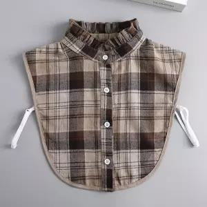 클래식 체크 페이크 카라 레이어드 넥케이프 여성 유니폼 이너 포인트