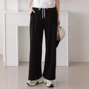 여성 여름 국산 허리 배색 골지 9부 밴딩 일자 통바지 팬츠 PN0562S