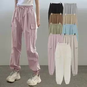 여성 봄 여름 9컬러 나일론 바스락 카고 조거팬츠 츄리닝 트레이닝 밴딩 바지 PN0123S