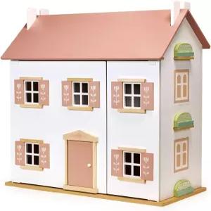멘타리 장난감 - 클로버 인형의 집 3단계 6개의 방 스윙 오픈 패널 및 탈착식 지붕을 갖춘 대형