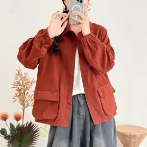 여자 린넨마 자켓 봄가을 코트 면마 투포켓 칼라 빅사이즈 솔리드 원픽3