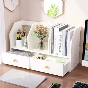 아우얼스룸 11번가 / 책장 위 2단 서랍형 미니 원목 책상 책꽂이 1단