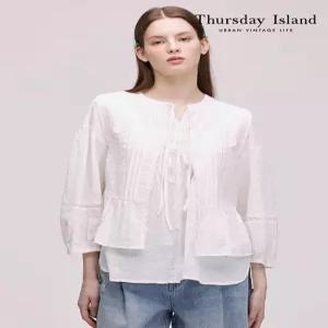 [써스데이아일랜드][Thursday Island] 레이스 장식 레이어드 블라우스(T242MBL131W)