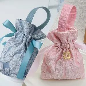 파우치 (보리별) 전통 복주머니 골드팬던트 복조리 리본 자카드 손잡이 구디백 신년 설날 명절 답례 단체