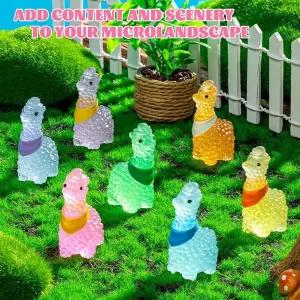 5/10pcs 어둠 속에서 빛나는 미니 소형 수지 알파카 글로우 알파카 라마 미니 소형 동물 피규어 요정 정원