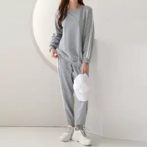 여성 옆선 배색 맨투맨 조거팬츠 트레이닝 세트 츄리닝 운동복 -WPST0179- 봄 가을