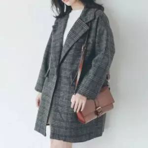 |CCJ6CB7|여성 루즈핏 체크 모직 숏 자켓 가을 겨울 데일리 룩