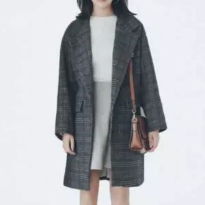 |CCJ6CB7|여성 루즈핏 체크 모직 숏자켓 가을 겨울 데일리 스타일