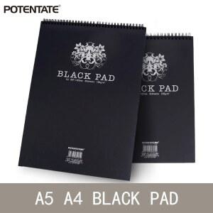 POTENTATE A4 색연필 검은 패드 스케치 흑연 120GSM 파스텔용 나선형 종이 A5 바운드 목탄 스케치북