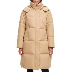 PAODIKUAI 여성용 롱 푸퍼 재킷 후드 퀼트 재킷 패딩 된 따뜻한 겨울 두꺼운 코트 포켓 (카키 L)