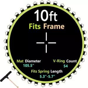 트램펄린 교체 매트 다이아 105.5 10피트 프레임에 적합하며 선택 및 스프링 도구를 위한 54/56/60/64 V-링