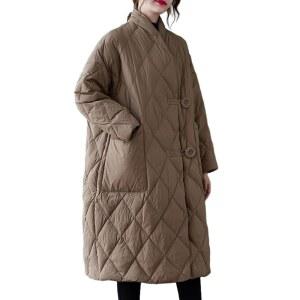 ELLAZHU 여성용 경량 퀼트 재킷 패딩 겨울 단색 버튼 퍼퍼 코트 GZ69 라이트