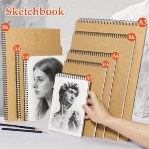 가죽 커버가 디자인 A5 16K A4 찢을 스케치 코일 가용 스케치북 패드 제본 노트 학생용 있는 페이지