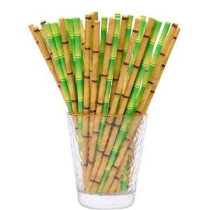녹색 대나무 종이 생일 용품 일회용 개 빨대 결혼식 50 파티 장식 마시는