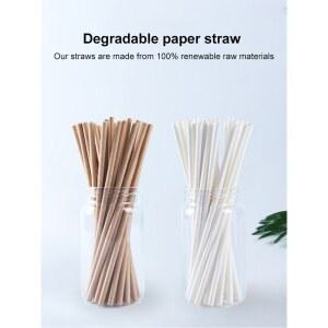 100개 종이 빨대 퇴비화 75인치 7 여행용 파티 칵 가능 길이 텀블러 생분해성 밀크셰이크 스무디