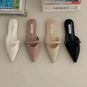 포인티드토 스트랩버클 라스트라인 미니멀 쉐입 데일리 여성 뮬슈즈 6SS 포인티드토