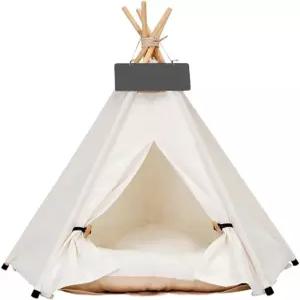 반려동물 티피 강아지 및 고양이 텐트 침대 휴대용 주택 최대 15파운드까지 반려동물을 위한 두꺼운 쿠션