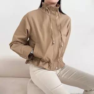 [신세계라이브쇼핑][옷자락] 여자 스트링 하이넥 프릴 집업 봄아우터 나일론 자켓