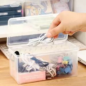 투명 대용량 데스크 정리함 플라스틱 필통 미술도구 문구 소품 수납함