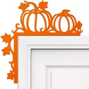 야오콤 메탈 가을 호박 도어 토퍼 11.8인치 x 추수감사절 프레임 장식 금속 간판 모서리 캐비닛 선반 창문
