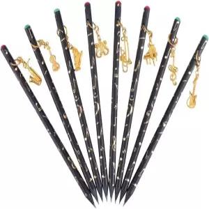 펑크 아티스트 펜슬 뮤직 노트 다이아몬드 탑과 아름다운 악기 금도금 펜던트가 포함된 미리 연마된 연필