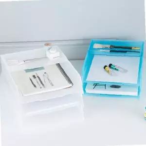 책상 서랍 소품 정리함 투명 다단 트레이 문구 수납 필기구 보관 사무 데스크