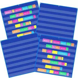 교실용 길프롭 4팩 28인치 x 표준 포켓 차트 단어 문장 카드 달력 일일 일정표를 위한 홈스쿨 교재용 7가지