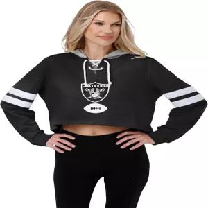 FOCO 여성용 스탠다드 스트라이프 소매 크롭 후디 팀