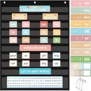 시각 단어 포켓 차트 카드 인터랙티브 차트가 있는 첫 100개의 플래시 25.8 x30.7 문장 스트립 어휘 가정용