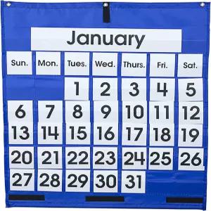 카슨 델로사 25인치 x 28.5인치 월간 캘린더 포켓 차트 월 요일 서클 타임 러닝 센터 홈스쿨 및 교실