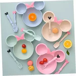 어린이 식판 세트 캐릭터 디자인 안전 소재 그릇 수저 포크 컵 이유식 유치원