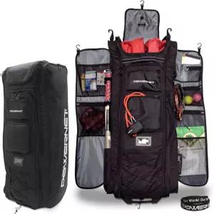 파워넷 올 기어 트랜스포터 야구 여행 가방 바퀴와 손잡이가 달린 롤링 더플 캐처 기어와 배트 메인 포켓