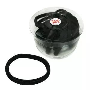 (30P) 매듭없는 납작주름 검정고무줄 코사지통 머리끈/올림/이쁜/자국없는/고무줄/헤어끈/헤어/고무끈/대용