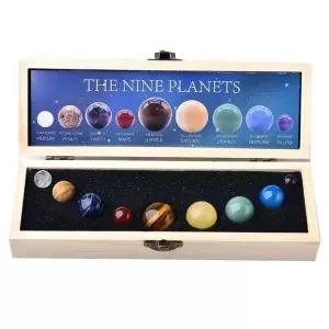 태양계 모형 행성 구슬 천연 크리스탈 표본 장식품 광물 운석 공 수정구