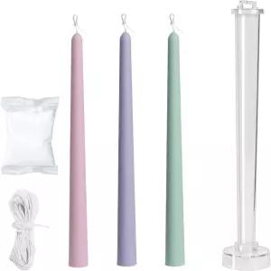 교회 크리스마스 촛불 만찬 발렌타인데이를 위한 1팩 클래식 톨 테이퍼 캔들 몰드 투명 플라스틱 기둥
