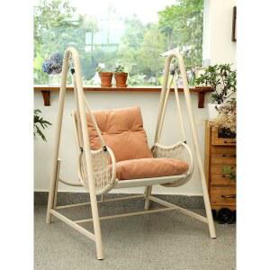 흔들의자 실내 요람의자 1인용 요람 펜션 휴식용 체어 둥지 그린프레임 쿠션 1인용 로즈