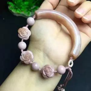 유닛 원피스 예쁜 수제 천연 알라샨 스톤 크리스탈 힐링 플라워 조각 반팔찌 주얼리 선물용