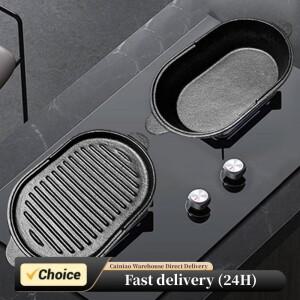 11 X 6.3인치 주철 그리들 팬 양면 사호환용 가능 그릴 2in1 스킬렛 플레이트 실내 및 실외 요리호환용