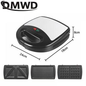 DMWD 3in1 전기 미니 계란 와플 샌드위치 메이커 그릴 플레이트 아침 식사 베이킹 기계 파니니 토스터 빵