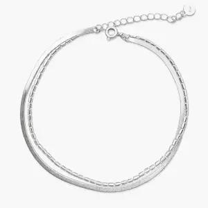 헤미안 실버 925 스네이크 두줄 뱀줄 체인 은 발찌 HA250705