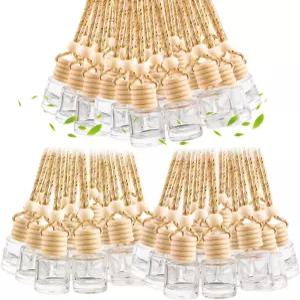 100개 8ml 걸이형 자동차 공기 청정기 빈 투명 유리 에센셜 오일 디퓨저 향수 아로마테라피 펜던트 병 장식