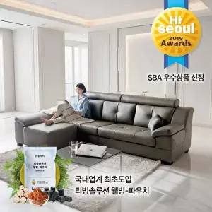 동서가구 벨뉴 편백황토숯 4인 가죽 소파+팔걸이스툴 DF643008