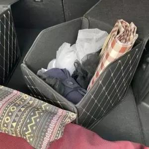 차량용 가죽커버 트렁크정리함 소형 트렁크수납함 차트렁크정리함 차량신발장 트렁크신발정리함