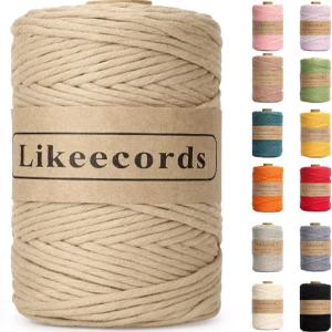 라이크코드 4mm 싱글 스트랜드 마크라메 코드 80m 컬러 로프 면 원사 컬러풀 코튼 공예 벽걸이 식물 걸이