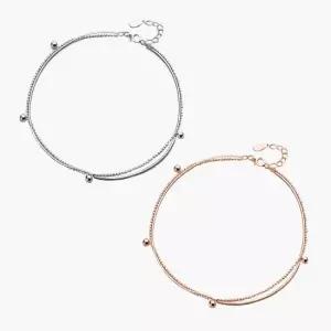 헤미안 실버 925 미니 볼 체인 두줄 레이어드 은 발찌 HA250722