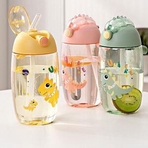 실리콘 빨대  공룡 물병 누출 방지 플라스틱 여름 물컵 500ml