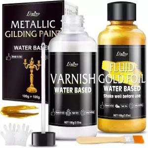 메탈릭 골드 페인트 - 3.5온스 수성 금박 및 바니시 페인팅 아트 크래프트 홈 데코용 초광택 아크릴 캔버스