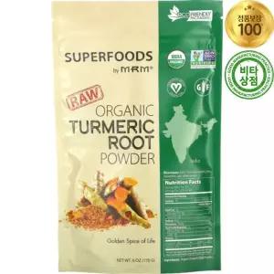 MRM뉴트리션 슈퍼푸드 로우 오가닉 강황 터메릭 루트 뿌리 파우더 분말 가루 170g Raw Organic Turmeric Ro