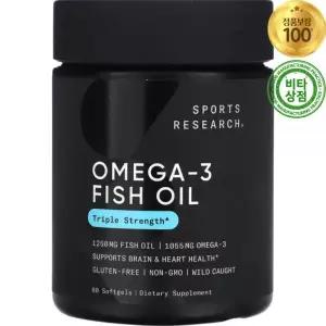 스포츠리서치 오메가 - 3 피쉬오일 1250mg 60정 소프트젤 Omega Fish Oil Triple strength